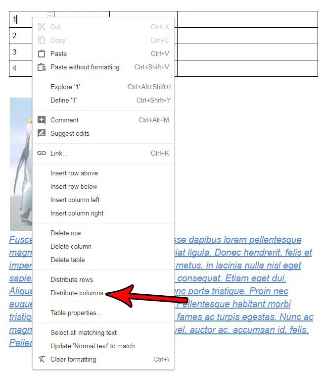 Cara mendapatkan kolom dengan lebar yang sama di tabel Google Documents ...